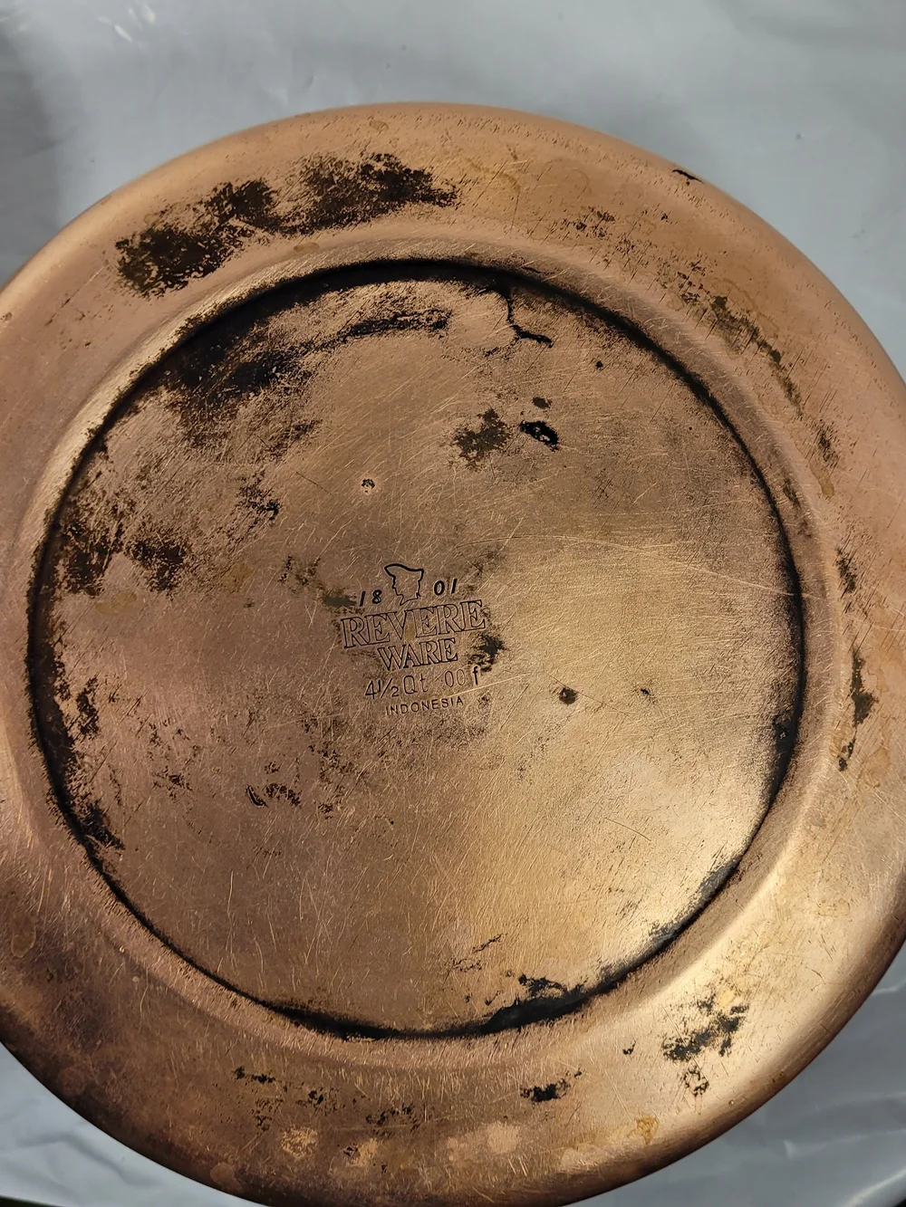 Vintage Revere Ware 1801 Copper Bottom 4 1/2 Qt Quart Stock Pot W/Lid  (A2)